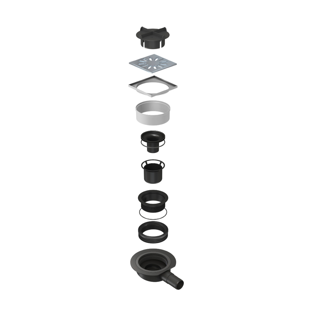 Wedi Fundo Put afvoer horizontaal Mini Max DN-40 vierkant